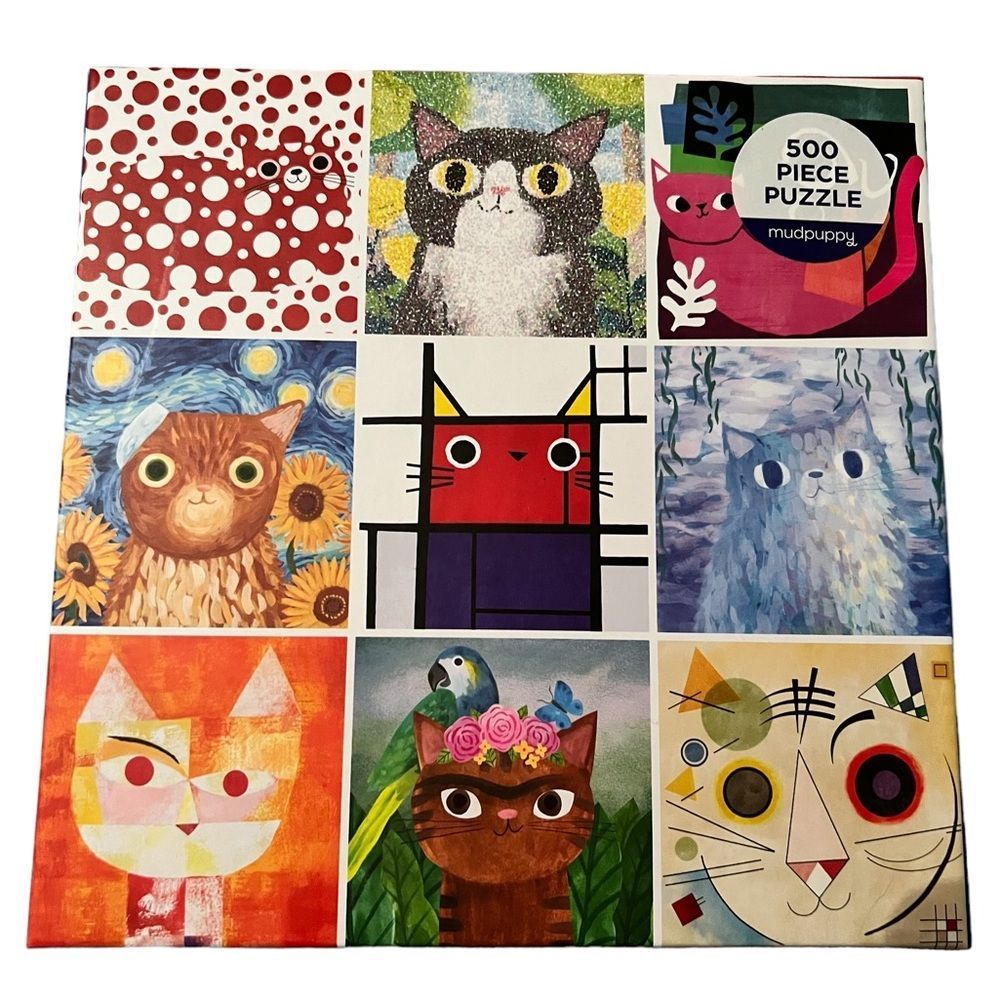 EUC Mudpuppy Artsy Cats 500 Piece Family Jigsaw Puzzle for Families